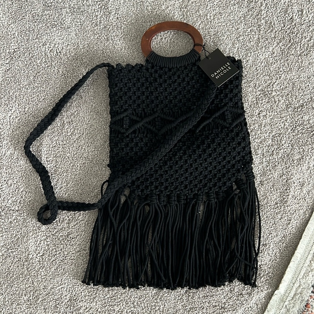 NEW- Danielle Nicole Macrame Fringe Crossbody Bag